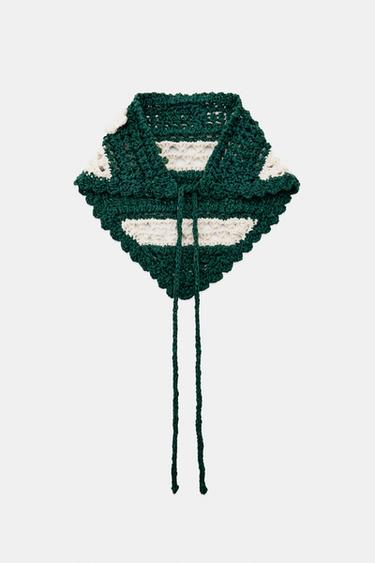 Zara KNIT BANDANA WITH RAISED FLOWERS LIMITED EDITION - Black / White