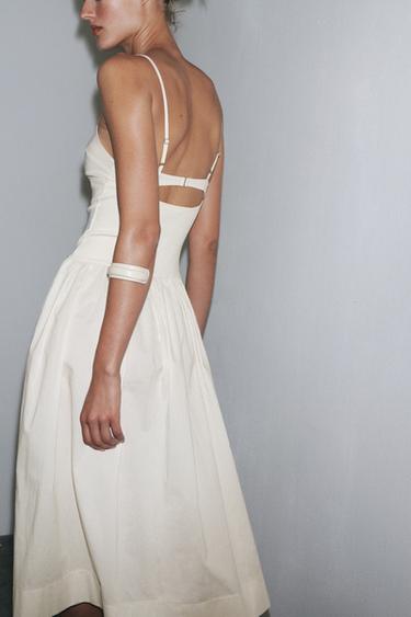 POPLIN CONTRAST DRESS - Ecru by Zara - Image 2