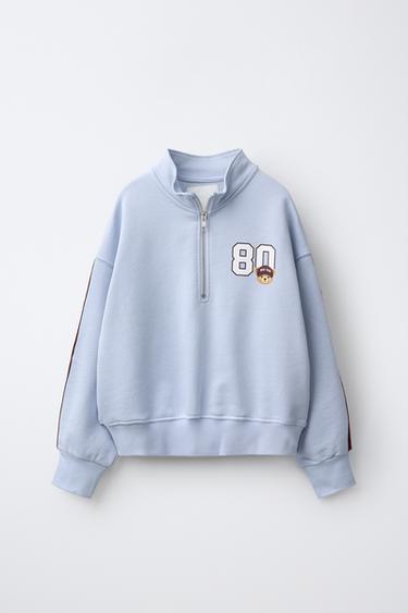 MOLETOM ESTAMPADO COM TEXTO - Azul-celeste da Zara