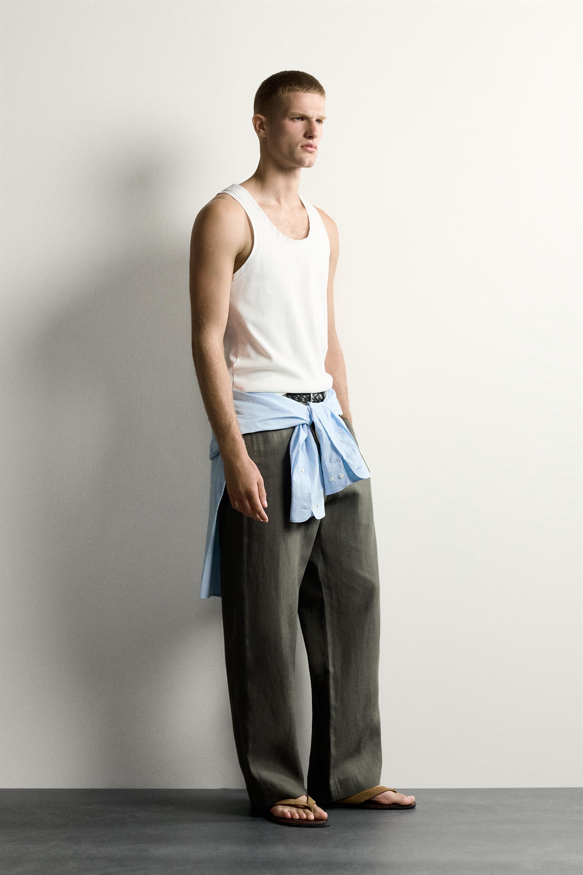 Мужские топы Zara RIB TANK TOP WITH MATCHING TRIM — фото 4