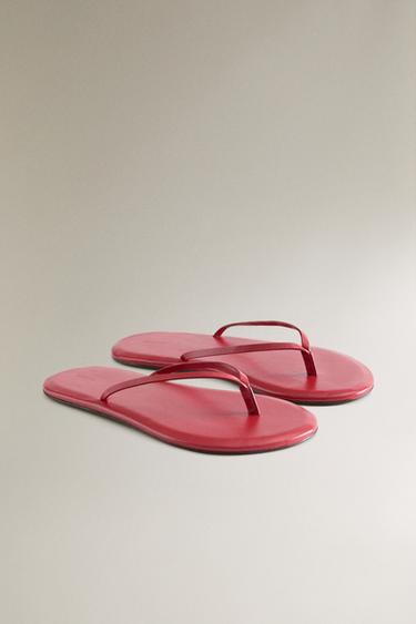 SANDALE CUIR MINIMALISTE - Rouge de Zara - Image 1