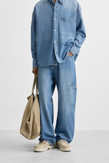 JEANS CARGO COM BOLSOS - Azul da Zara