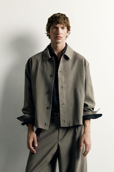 FLUID BOXY FIT OVERSHIRT - ecru/khaki by Zara