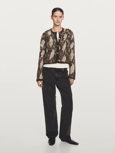 Cárdigan punto estampado serpiente - Marrón de Zara