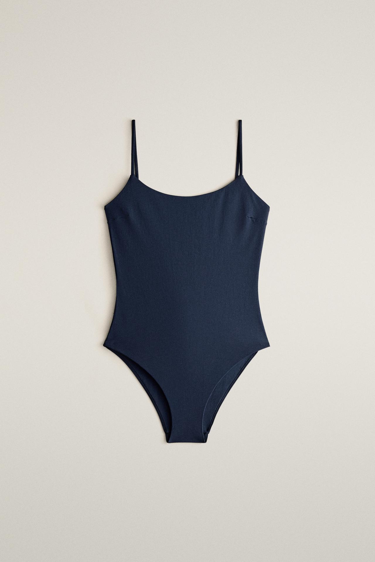 Thin-Strap Beach Swimsuit — Blue
