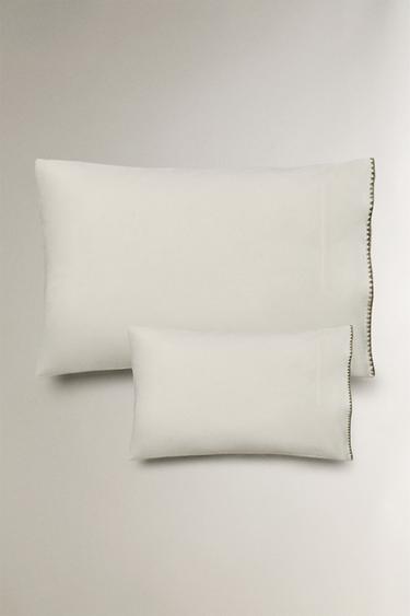 CHILDREN'S SHELL STITCH COTTON PILLOWCASE - Green by Zara - Image 0