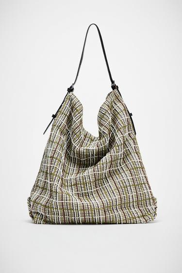 Zara SHINY APPLIQUE SHOPPER BAG - Green