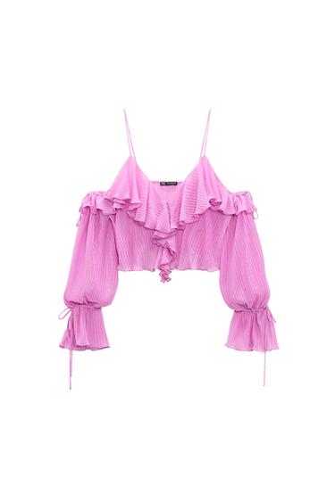 PLEATED TOP WITH RUFFLES