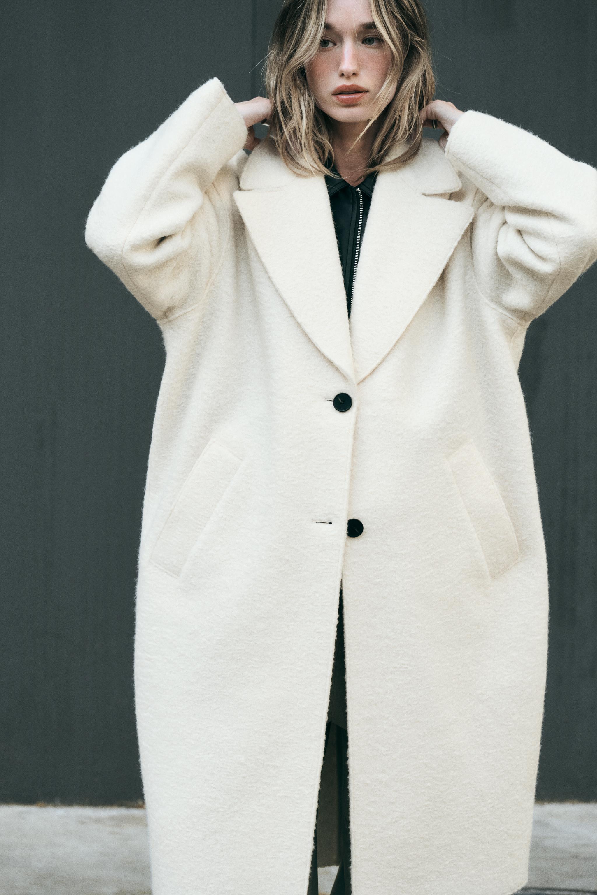 Ladies long white coat best sale