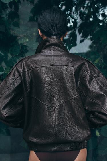 Zara 人造皮革騎士外套 - 棕色