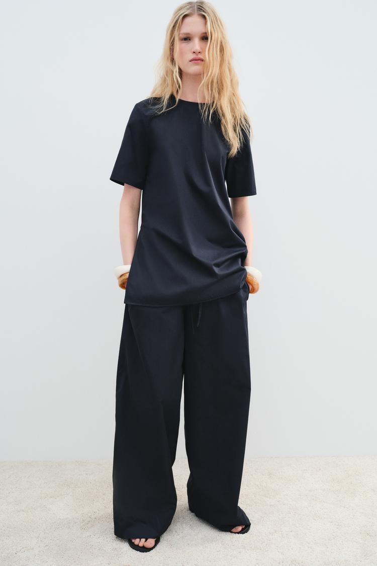 ロング丈スリット入りトップス ZW COLLECTION - ネイビーブルー | ZARA 