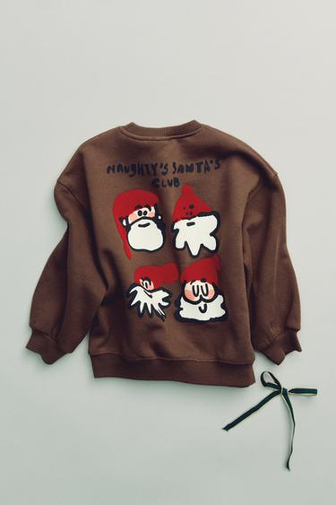 FATHER CHRISTMAS FLOCK SWEATSHIRT - Brown by Zara