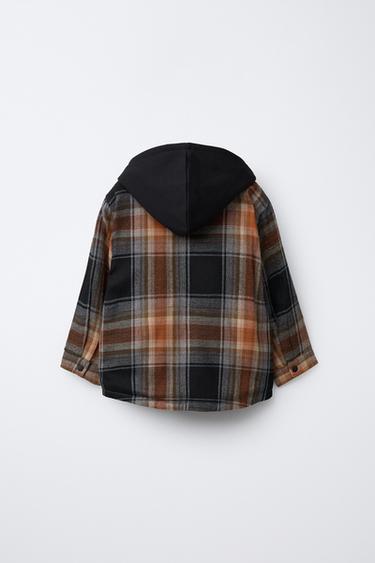 HOODED FELPA CHECK OVERSHIRT - Black by Zara