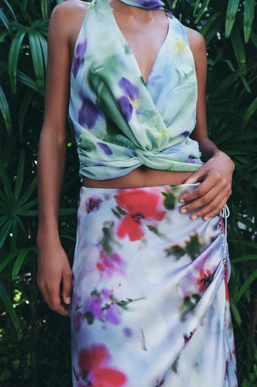 PRINTED TIE HALTERNECK TOP - Multicoloured by Zara - Image 7