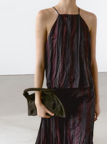 Zara Striped flowing halter top - Burgundy