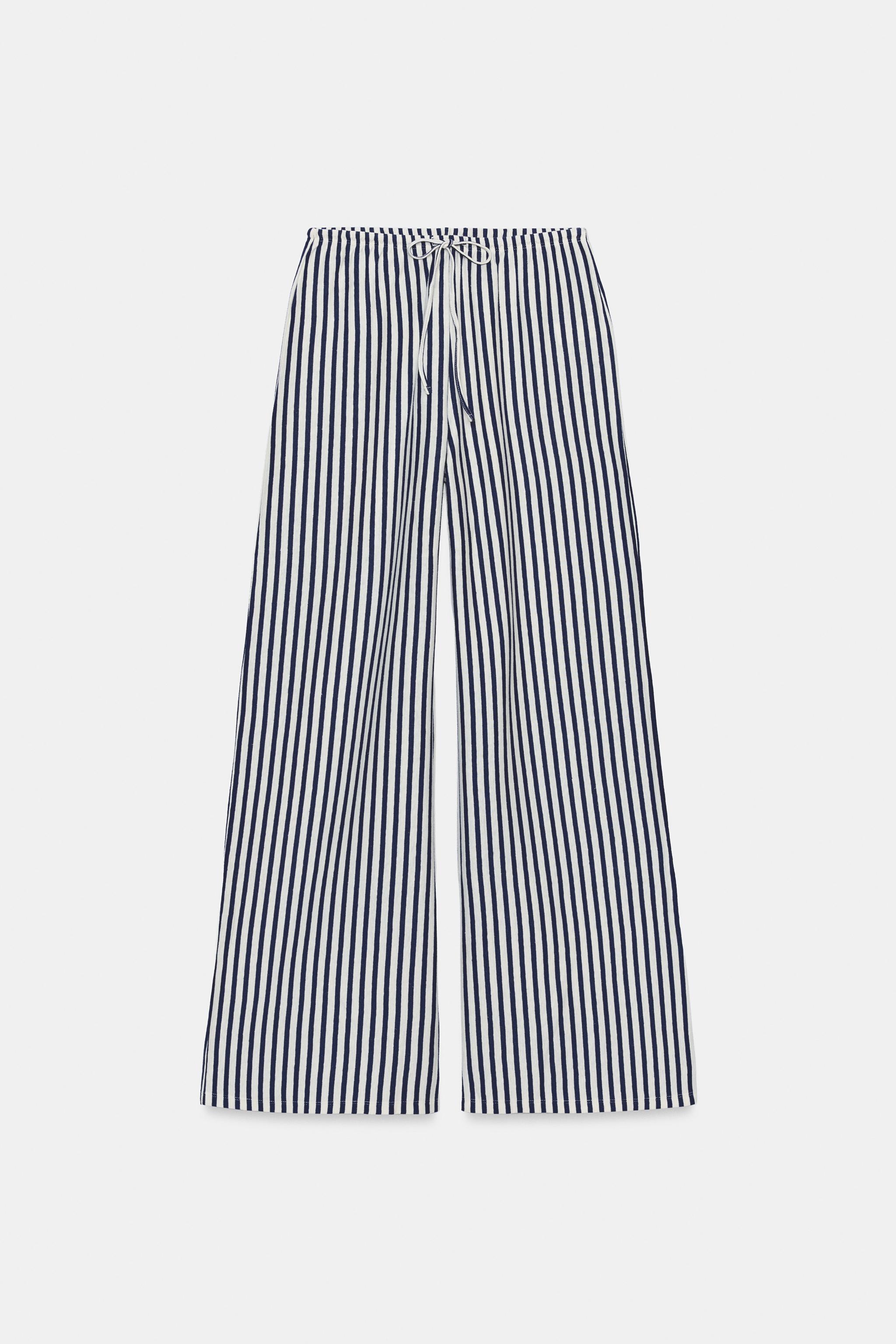 STRIPED LINEN BLEND PANTS