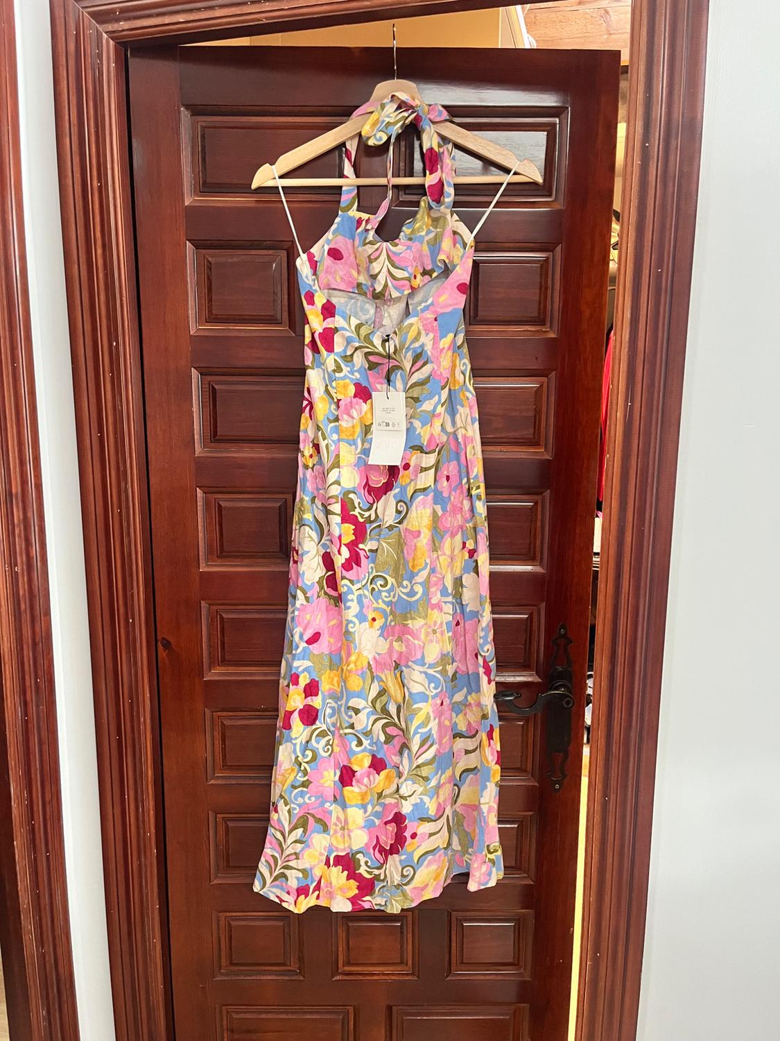 PRINTED LINEN BLEND MIDI DRESS - Image 3