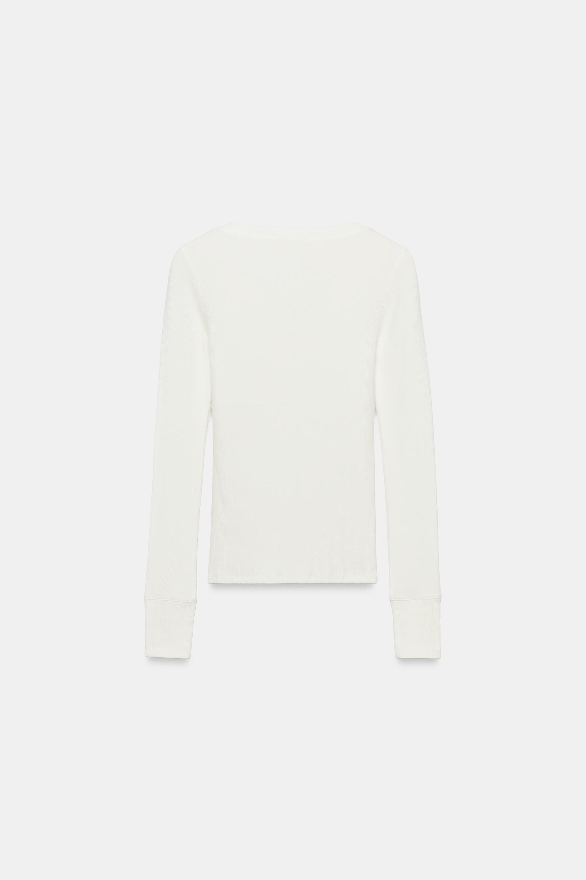 Zara UZUN KOLLU RİBANA T-SHIRT görsel 4