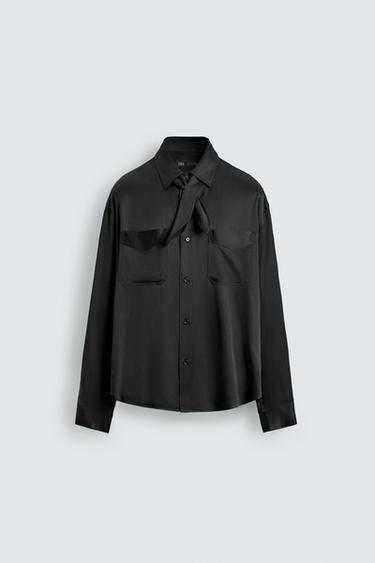 CAMISA FLUIDA BANDANA - Preto da Zara