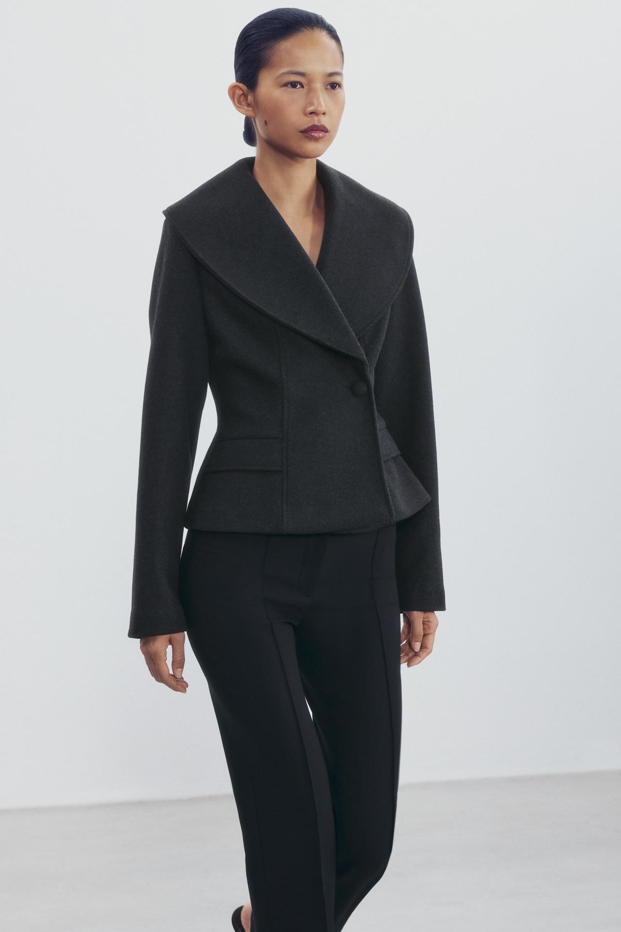 FITTED JACKET WITH MAXI LAPELS — Anthracite grey