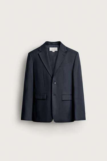 Zara 100% WOOL REGULAR FIT SUIT BLAZER - Dark navy