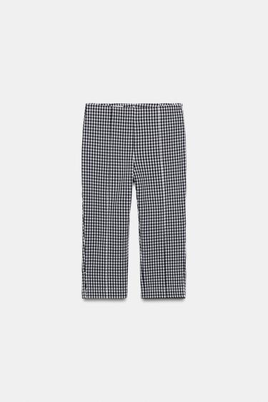GINGHAM CHECK CAPRI TROUSERS - Navy / White by Zara - Image 6