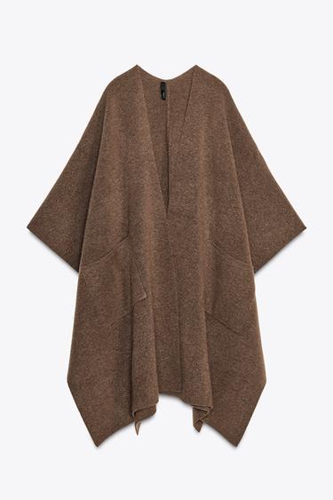 LONG KNIT CAPE - camel by Zara - Image 6