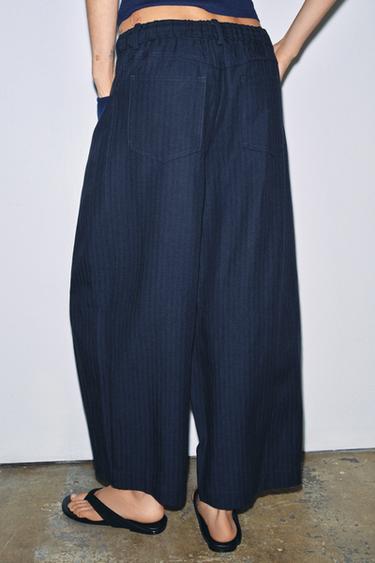 PANTALON STRUCTURÉ CHEVRONS ZW COLLECTION - Bleu marine de Zara - Image 2