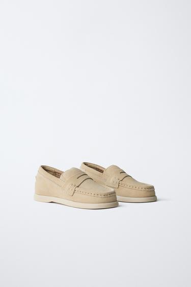 LEATHER PENNY LOAFERS - Sand Brown by Zara - Image 1