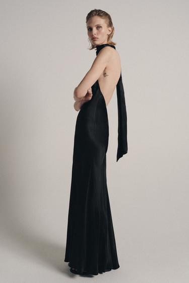 ROBE HALTER SATINÉE ZW COLLECTION - Noir de Zara