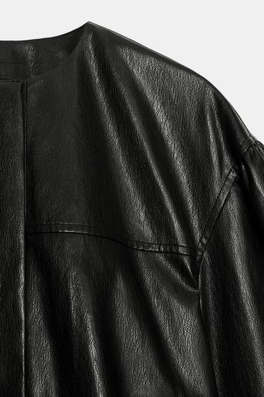 LEATHER EFFECT BALLOON JACKET - Black by Zara - Image 7
