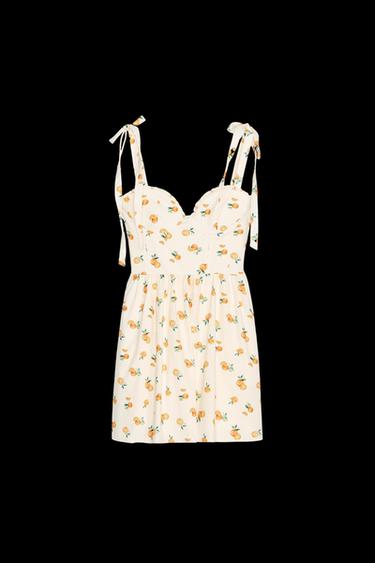 ORANGE PRINT POPLIN DRESS - white-orange by Zara