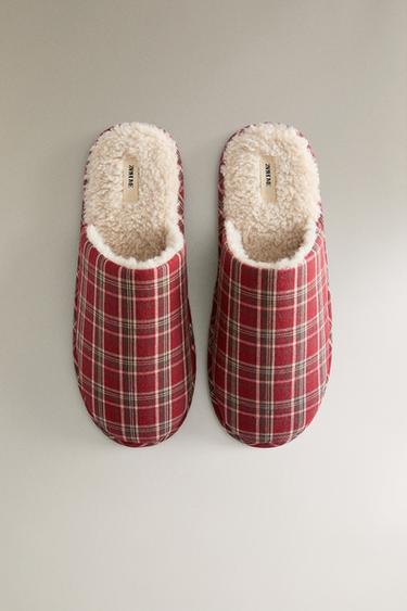WARM CHECK SLIPPERS - Red by Zara - Image 2