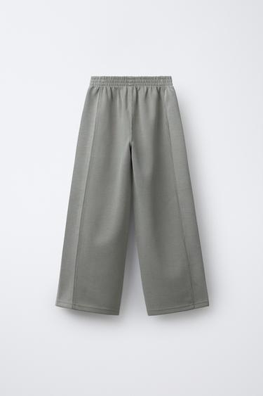 PANTALON WIDE LEG CÔTELÉ AVEC MODAL - Gris de Zara - Image 1