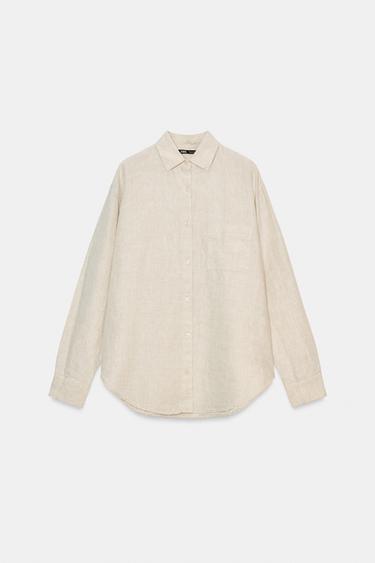 CAMISA LINO 100% BOLSILLO ZW COLLECTION - Arena de Zara