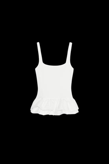 Zara PUFF SLEEVE TOP - White - Image 0