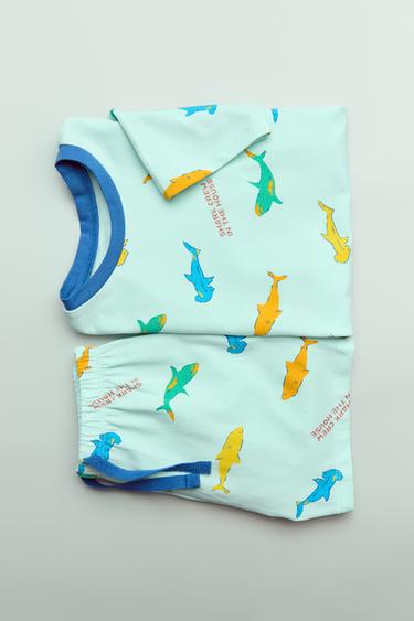 2-6 YEARS/ SHARK PRINT T-SHIRT AND BERMUDA PYJAMAS - Light blue by Zara