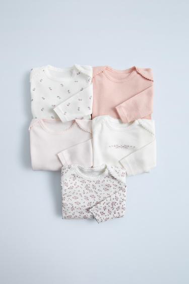 PACK OF FIVE FLORAL BODYSUITS