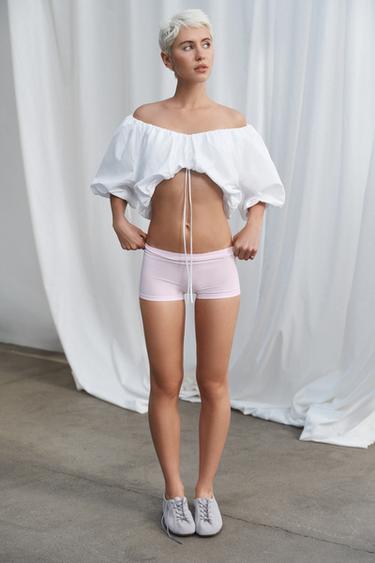 HEAVY COTTON BALLOON TOP - White by Zara