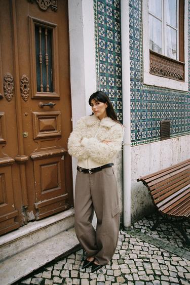 FAUX FUR BOMBER JACKET - Ecru by Zara