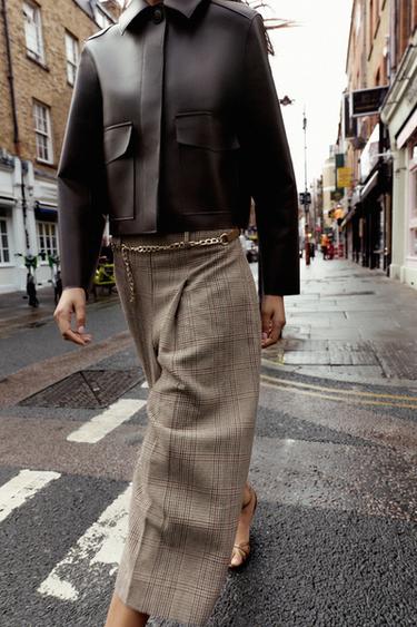 HOUNDSTOOTH LONG BERMUDA SHORTS WITH BELT - Multicoloured by Zara - Image 1
