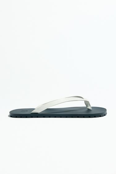 SANDÁLIA DE COURO SOLADO DE BORRACHA - branco da Zara