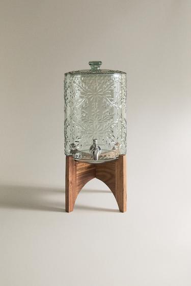 FLORAL ACACIA WOOD BASE DISPENSER - Green / Blue by Zara - Image 0