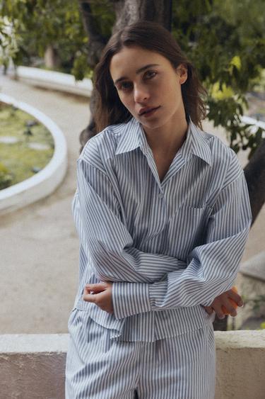 CAMISA PIXAMEIRA RAIAS - Azul/Branco de Zara