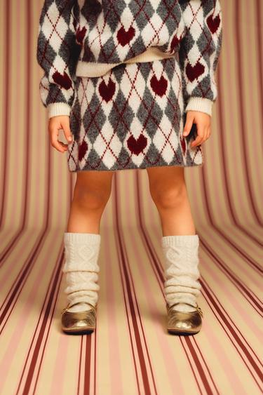 Zara LIMITED EDITION CABLE KNIT WOOL KNEE SOCKS - Ecru - Image 0