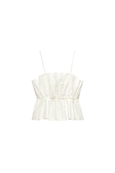 GATHERED POPLIN TOP