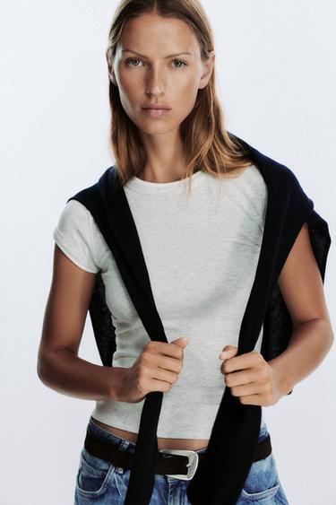 CAMISETA DOBLE - Gris vigoré de Zara