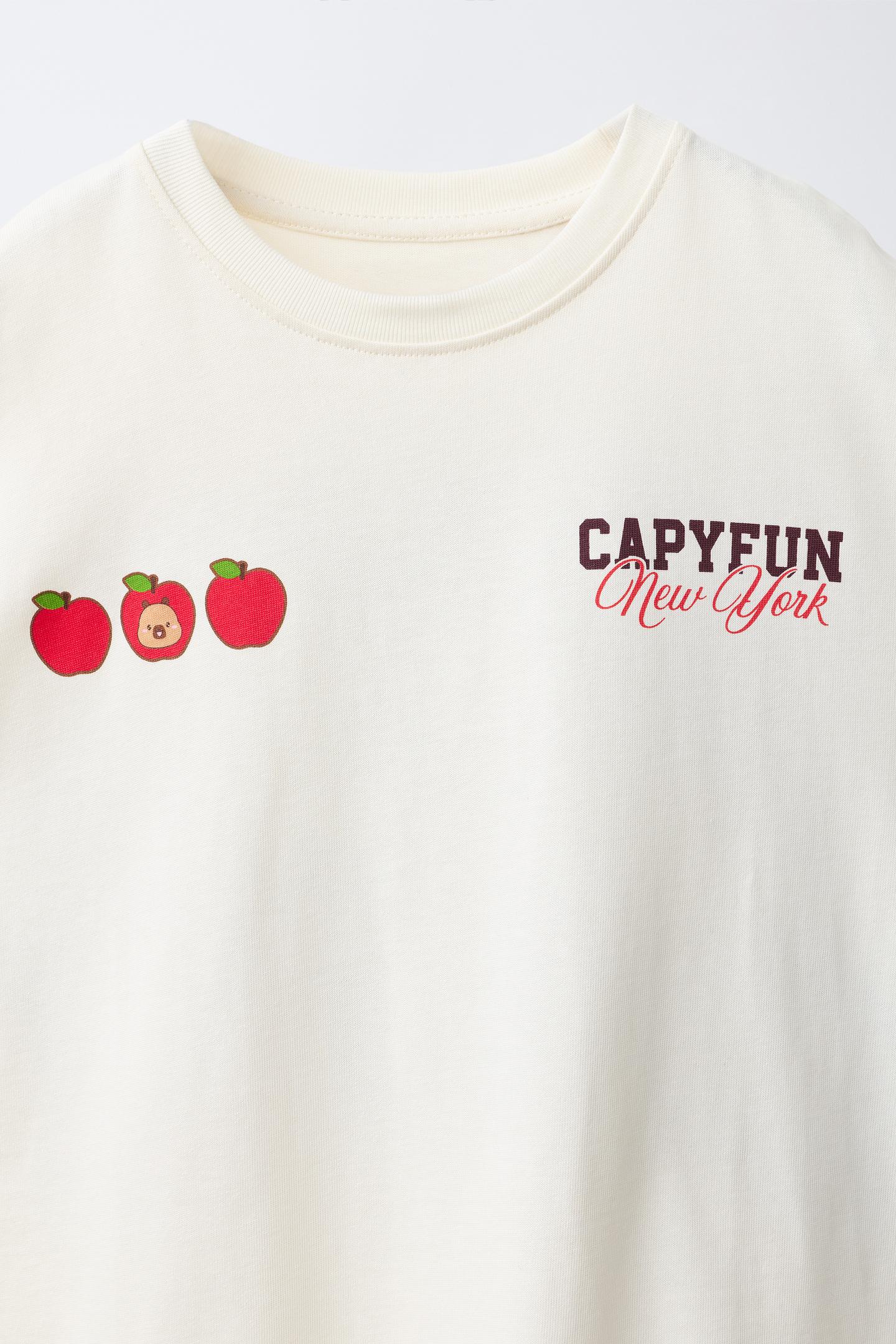 Детская футболка Zara Capibara Capyfun Print, цвет: Бежевый — фото 3