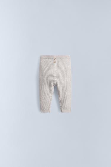 RIBBED LEGGINGS WITH BUTTONS - Sand / Marl by Zara