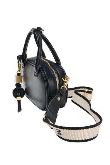 Zara MINI TOPSTITCHED BAG - Black